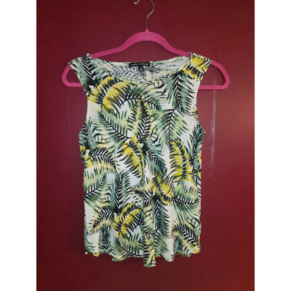 Cable & Gauge Tops - Women's Cable & Gauge Palm Print Tank Top M White Green
